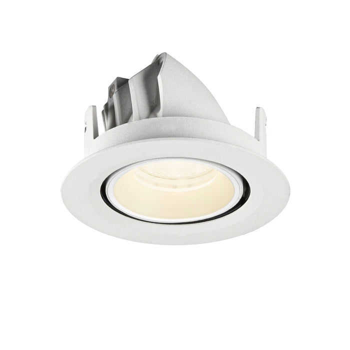 White recessed ceiling light fixture, adjustable angle.