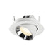 Recessed downlight in white metal finish with a reflective chrome interior, designed for ceiling mounting.