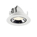 Recessed ceiling light fixture in white metal finish with a chrome reflector, designed for flush mounting.