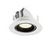 Recessed ceiling light fixture made of metal with a matte white finish and black interior, designed for easy mounting.
