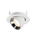 Recessed spotlight in white metal with a matte finish and chrome reflector, designed for ceiling mounting.