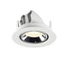 Recessed ceiling light fixture in white metal finish with a chrome reflector, designed for flush mounting.