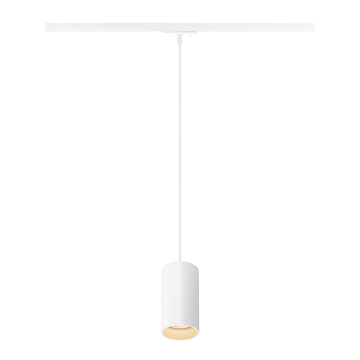 White metal track lighting pendant.