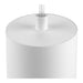 Close-up of a white cylinder pendant light fixture with a textured matte finish.
