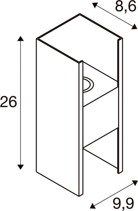 Technical drawing of a wall-mounted cabinet with dimensions, showing shelves.