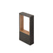 Modern ground-mounted outdoor light fixture, wood and dark gray metal finish.