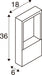 Technical drawing of a rectangular wall-mounted light fixture with dimensions.