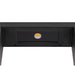 Black metal step light with a textured finish and flush mounting.