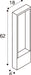 Technical drawing of a rectangular wall-mounted shelf with dimensions 62x18x6.