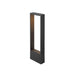Modern rectangular bollard light, dark gray finish, likely aluminum material, ground mounted.