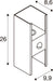Technical drawing of a white metal bracket with dimensions.