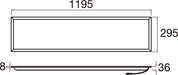 Technical drawing of a rectangular LED panel light fixture with dimensions.