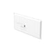 Back of a white, rectangular LED panel light with a grid pattern.