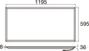 Dimensional drawing of a rectangular LED panel light, showing length 1195, width 595, and thickness 8/36.
