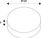 Technical drawing of a round part with dimensions 5.8 diameter and 2 height.