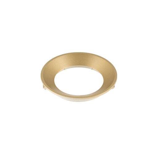 Gold finish recessed lighting trim.