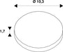 Technical drawing of a round object with dimensions 10.3 diameter and 1.7 height.