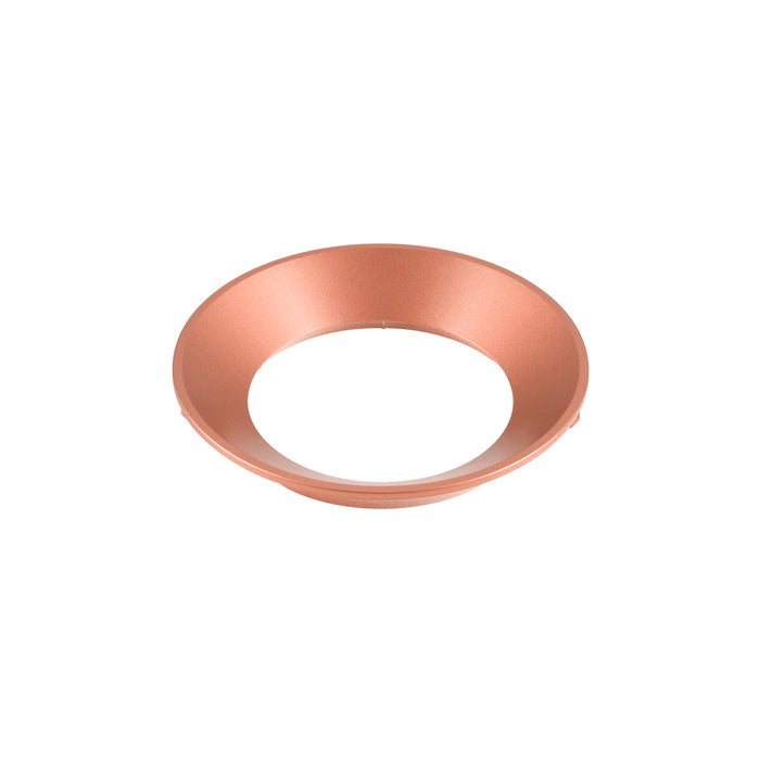 Round metal trim ring with a brushed copper finish.