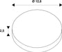 Technical drawing of a round component with dimensions 12.6 diameter and 2.5 height.