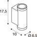 Technical drawing of a cylindrical wall-mounted light fixture with dimensions.
