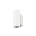 White cylindrical aluminum wall-mounted up/down light fixture.