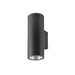 Modern aluminum wall light fixture, cylinder shape, black finish, wall mounted.