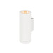 White cylindrical wall-mounted light fixture with matte finish.