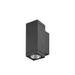 Textured black metal wall-mounted cube light fixture.