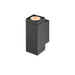 Black aluminum wall-mounted up/down light fixture with textured finish.