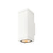 White aluminum wall-mounted up/down light fixture with a matte finish.
