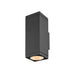 Modern black metal wall-mounted cube light fixture.