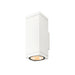 White aluminum wall-mounted up/down light fixture with a matte finish.