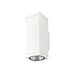 White aluminum wall-mounted up/down light fixture with a matte finish.