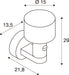 Technical drawing of a wall-mounted cylindrical fixture with dimensions.