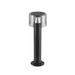 Black metal bollard light with clear plastic shade, surface mounted.