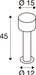 Technical drawing of a cylindrical door stop with dimensions.