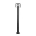 Black metal bollard light with clear plastic shade, surface mounted.