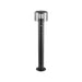 Black metal bollard light with clear acrylic shade, surface mounted.