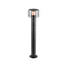 Black metal bollard light with clear shade, surface mounted.