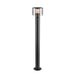 Black metal bollard light with clear shade, surface mounted.