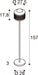 Technical drawing of a floor lamp with dimensions.