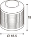 Technical drawing of a cylindrical component with dimensions 18.5mm diameter and 19mm height.