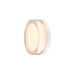 Clear glass jar with white lid, filled with light peach-colored cream.