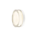 Clear glass wall sconce with white backplate.