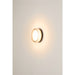 Round glass wall sconce with a bronze finish.