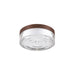Clear glass flush mount ceiling light with bronze-colored trim.