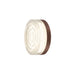 Round glass wall sconce with textured pattern and bronze finish.