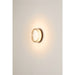 Clear glass wall sconce with bronze backplate, mounted.