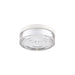 Clear glass flush mount ceiling light with white trim.