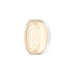 Round glass wall sconce with white mounting.